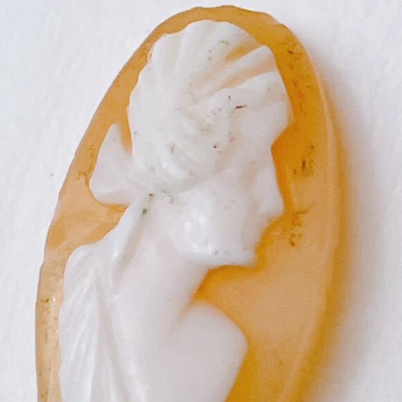 VTG 30s - 40s Shell Cameo Cabochon Hand Carved Portrait Jewelry Making Component - Picture 2 of 11